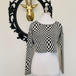 White Crow Long Sleeve Crop Top